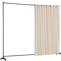 VEVOR Room Divider, Portable Panel Room Divider with Wheels Curtain Divider Stand, Freestanding Room Divider Privacy Screen for Office, Bedroom, Dining Room, Study, Beige