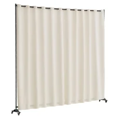 VEVOR Room Divider, Portable Panel Room Divider with Wheels Curtain Divider Stand, Freestanding Room Divider Privacy Screen for Office, Bedroom, Dining Room, Study, Beige