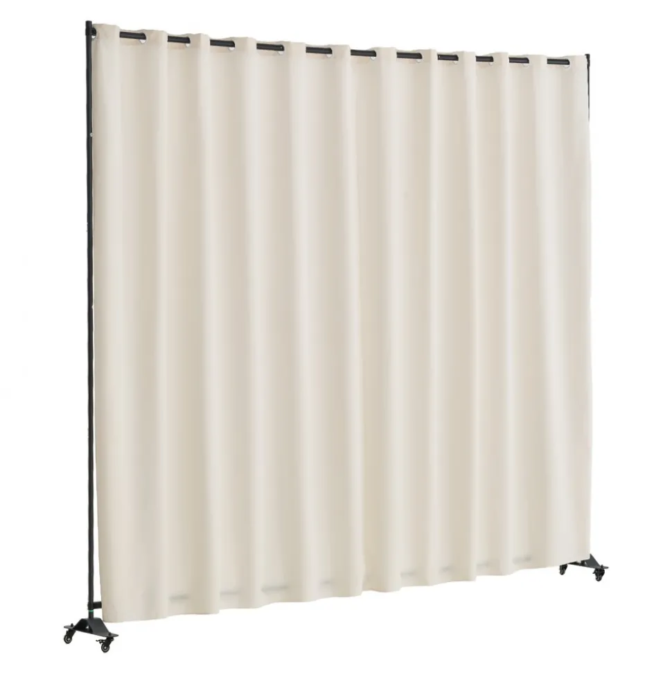 VEVOR Room Divider, Portable Panel Room Divider with Wheels Curtain Divider Stand, Freestanding Room Divider Privacy Screen for Office, Bedroom, Dining Room, Study, Beige
