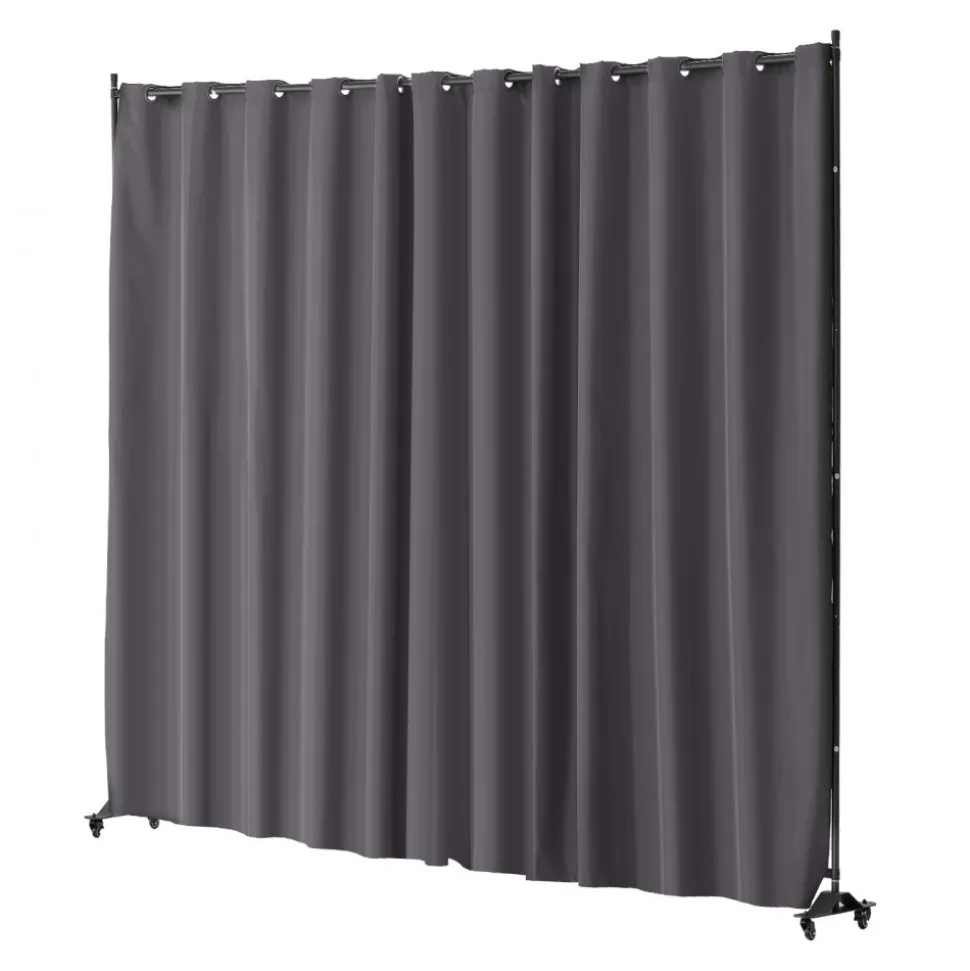 VEVOR Room Divider, Portable Panel Room Divider with Wheels Curtain Divider Stand, Freestanding Room Divider Privacy Screen for Office, Bedroom, Dining Room, Study, Gray