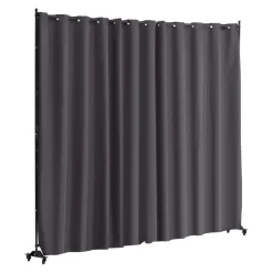 VEVOR Room Divider, Portable Panel Room Divider with Wheels Curtain Divider Stand, Freestanding Room Divider Privacy Screen for Office, Bedroom, Dining Room, Study, Gray