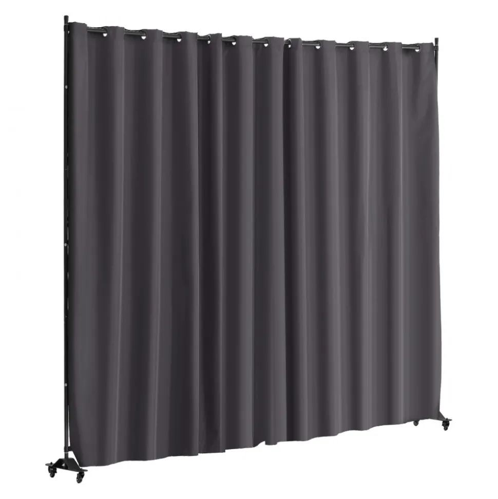 VEVOR Room Divider, Portable Panel Room Divider with Wheels Curtain Divider Stand, Freestanding Room Divider Privacy Screen for Office, Bedroom, Dining Room, Study, Gray