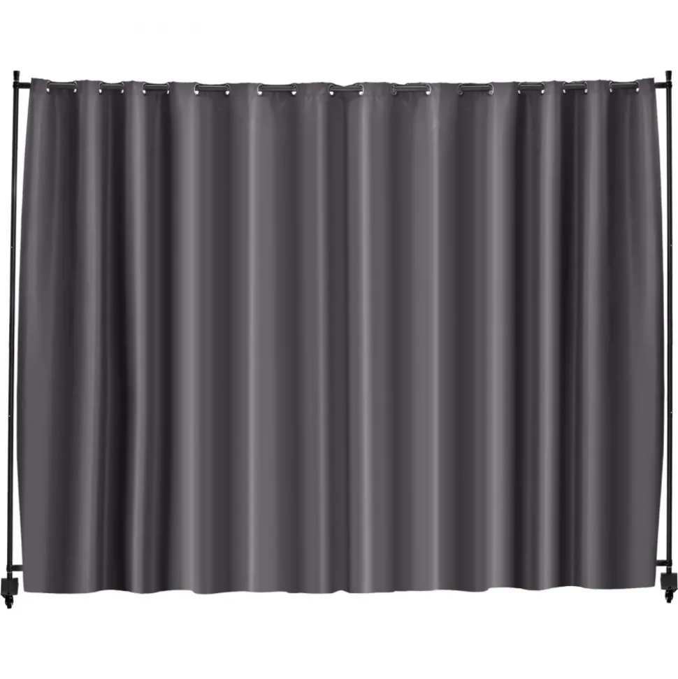VEVOR Room Divider, Portable Panel Room Divider with Wheels Curtain Divider Stand, Freestanding Room Divider Privacy Screen for Office, Bedroom, Dining Room, Study, Gray