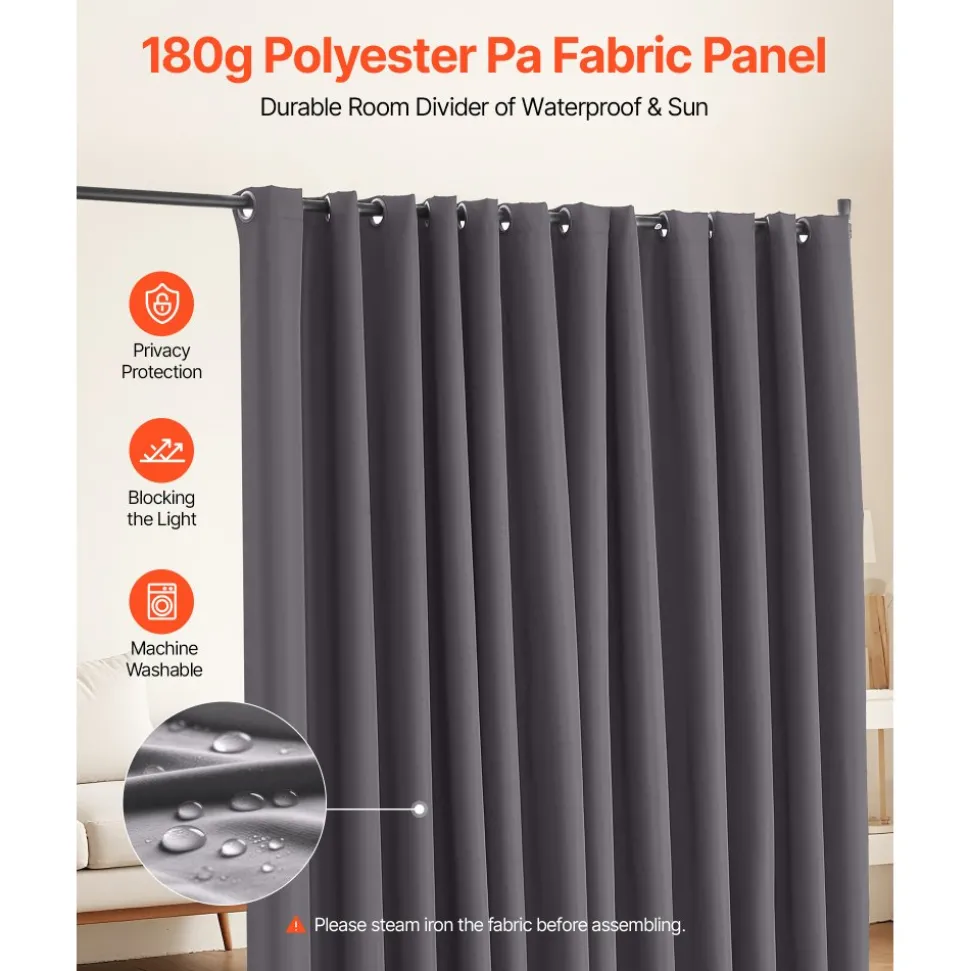 VEVOR Room Divider, Portable Panel Room Divider with Wheels Curtain Divider Stand, Freestanding Room Divider Privacy Screen for Office, Bedroom, Dining Room, Study, Gray