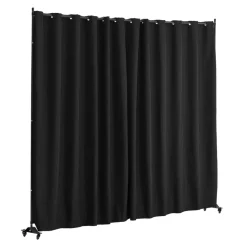 VEVOR Room Divider, Portable Panel Room Divider with Wheels Curtain Divider Stand, Freestanding Room Divider Privacy Screen for Office, Bedroom, Dining Room, Study, Black