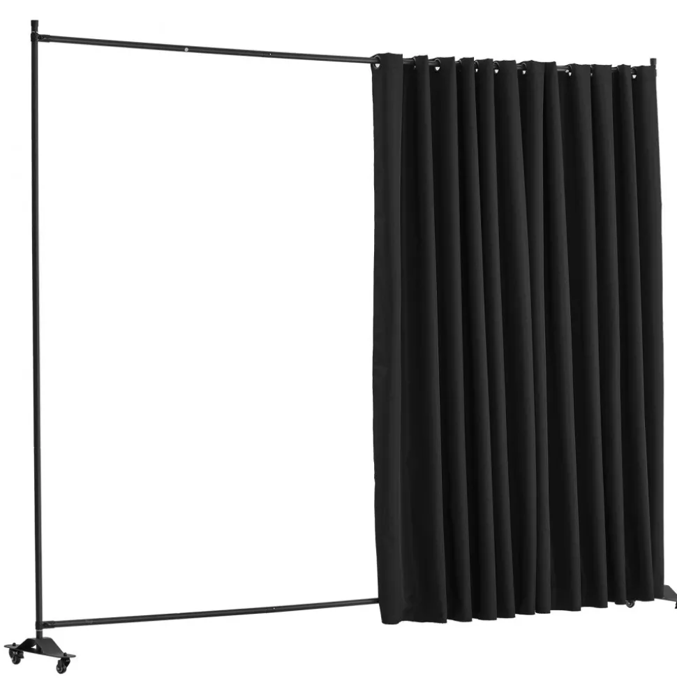 VEVOR Room Divider, Portable Panel Room Divider with Wheels Curtain Divider Stand, Freestanding Room Divider Privacy Screen for Office, Bedroom, Dining Room, Study, Black