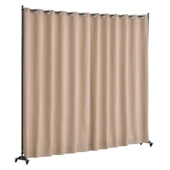 VEVOR Room Divider, Portable Panel Room Divider with Wheels Curtain Divider Stand, Freestanding Room Divider Privacy Screen for Office, Bedroom, Dining Room, Study, Brown