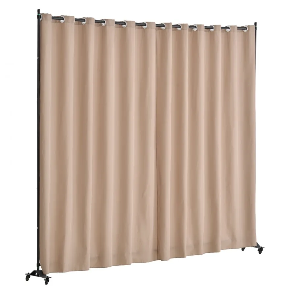 VEVOR Room Divider, Portable Panel Room Divider with Wheels Curtain Divider Stand, Freestanding Room Divider Privacy Screen for Office, Bedroom, Dining Room, Study, Brown