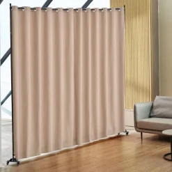 VEVOR Room Divider, Portable Panel Room Divider with Wheels Curtain Divider Stand, Freestanding Room Divider Privacy Screen for Office, Bedroom, Dining Room, Study, Brown