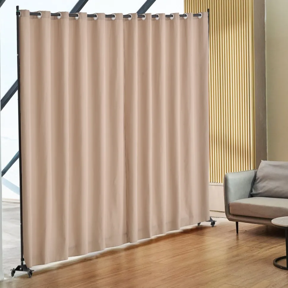 VEVOR Room Divider, Portable Panel Room Divider with Wheels Curtain Divider Stand, Freestanding Room Divider Privacy Screen for Office, Bedroom, Dining Room, Study, Brown