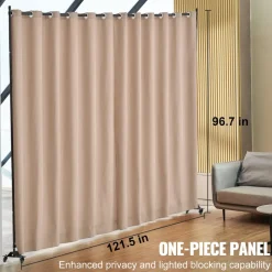 VEVOR Room Divider, Portable Panel Room Divider with Wheels Curtain Divider Stand, Freestanding Room Divider Privacy Screen for Office, Bedroom, Dining Room, Study, Brown