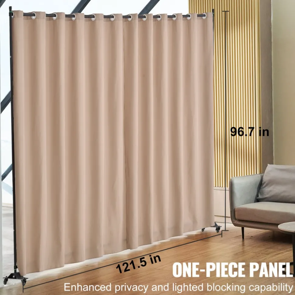 VEVOR Room Divider, Portable Panel Room Divider with Wheels Curtain Divider Stand, Freestanding Room Divider Privacy Screen for Office, Bedroom, Dining Room, Study, Brown