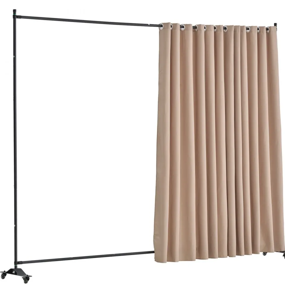 VEVOR Room Divider, Portable Panel Room Divider with Wheels Curtain Divider Stand, Freestanding Room Divider Privacy Screen for Office, Bedroom, Dining Room, Study, Brown