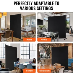 VEVOR Room Divider, Single Panel Room Divider, 6FT Privacy Screen Indoor, Partition Divider for Room Separation, Freestanding Room Divider Panel for Office, Bedroom, Black