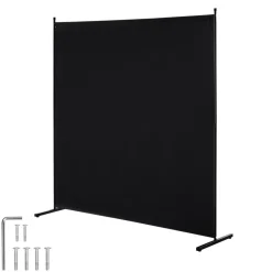 VEVOR Room Divider, Single Panel Room Divider, 6FT Privacy Screen Indoor, Partition Divider for Room Separation, Freestanding Room Divider Panel for Office, Bedroom, Black