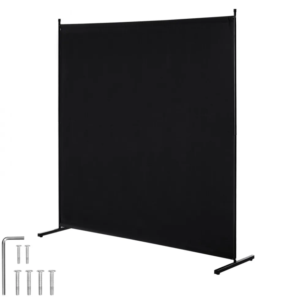 VEVOR Room Divider, Single Panel Room Divider, 6FT Privacy Screen Indoor, Partition Divider for Room Separation, Freestanding Room Divider Panel for Office, Bedroom, Black