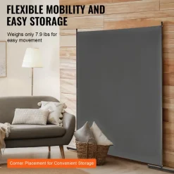 VEVOR Room Divider, Single Panel Room Divider, 6FT Privacy Screen Indoor, Partition Divider for Room Separation, Freestanding Room Divider Panel for Office, Bedroom, Grey