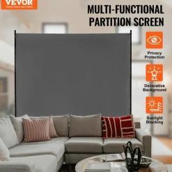 VEVOR Room Divider, Single Panel Room Divider, 6FT Privacy Screen Indoor, Partition Divider for Room Separation, Freestanding Room Divider Panel for Office, Bedroom, Grey