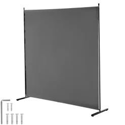 VEVOR Room Divider, Single Panel Room Divider, 6FT Privacy Screen Indoor, Partition Divider for Room Separation, Freestanding Room Divider Panel for Office, Bedroom, Grey