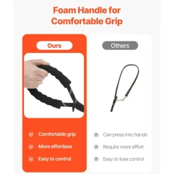 VEVOR Rope Dog Leash, 6ft Heavy Duty Dog Leash with Comfortable Padded Handle, Strong Nylon Thick Leash with Reflective Threads, Dog walking and Training Leash, for Medium Large Dogs (1/2 in, Black)