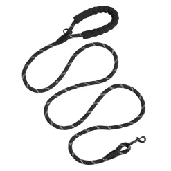 VEVOR Rope Dog Leash, 6ft Heavy Duty Dog Leash with Comfortable Padded Handle, Strong Nylon Thick Leash with Reflective Threads, Dog walking and Training Leash, for Medium Large Dogs (1/2 in, Black)