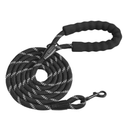 VEVOR Rope Dog Leash, 6ft Heavy Duty Dog Leash with Comfortable Padded Handle, Strong Nylon Thick Leash with Reflective Threads, Dog walking and Training Leash, for Medium Large Dogs (1/2 in, Black)