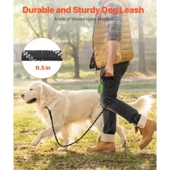 VEVOR Rope Dog Leash, 6ft Heavy Duty Dog Leash with Comfortable Padded Handle, Strong Nylon Thick Leash with Reflective Threads, Dog walking and Training Leash, for Medium Large Dogs (1/2 in, Black)