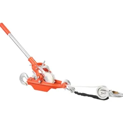 VEVOR Rope Puller, 6614 lbs Pulling Capacity, Heavy Duty Ratchet Power Puller Tool with 35 ft of 0.3 in Diameter Rope & 2 Hooks, Come Along Winch for Tree Felling, Moving Boats, Road Recovery