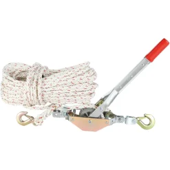 VEVOR Rope Puller, 3/4 Ton (1,653 lbs) Pulling Capacity, with 100' of 0.6" dia. Rope, 2 Hook, Come Along Winch, Heavy Duty Ratchet Power Puller Tool for Moving Boats, Securing Items, Transporting Logs