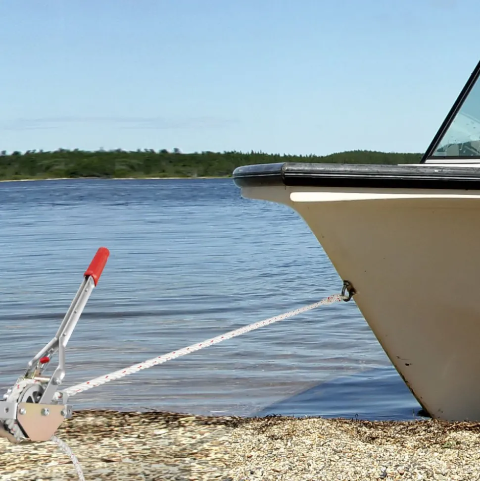 VEVOR Rope Puller, 3/4 Ton (1,653 lbs) Pulling Capacity, with 100' of 0.6" dia. Rope, 2 Hook, Come Along Winch, Heavy Duty Ratchet Power Puller Tool for Moving Boats, Securing Items, Transporting Logs