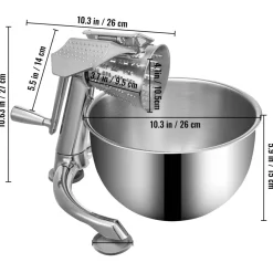 VEVOR Rotary Cheese Grater, Zinc Alloy Rotary Vegetable Mandoline, Manual Cheese Mandoline with 5 Stainless Steel Cutting Cones, Manual Vegetable Grater with 2.5L Bowl, Rotary Shredder with Suction Ba