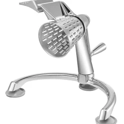VEVOR Rotary Cheese Grater, Zinc Alloy Rotary Vegetable Mandoline, Manual Cheese Mandoline with 5 Stainless Steel Cutting Cones, Manual Vegetable Grater with 2.5L Bowl, Rotary Shredder with Suction Ba