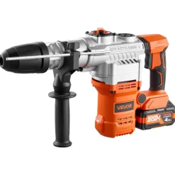 VEVOR Rotary Hammer Drill, 1-9/16 in SDS-Max Cordless, Heavy Duty 20V Battery Powered Rotary Hammer, Including 2 Batteries, Charger, Drill Bit, Pointed Chisel, Carrying Case, for Concrete, Masonry