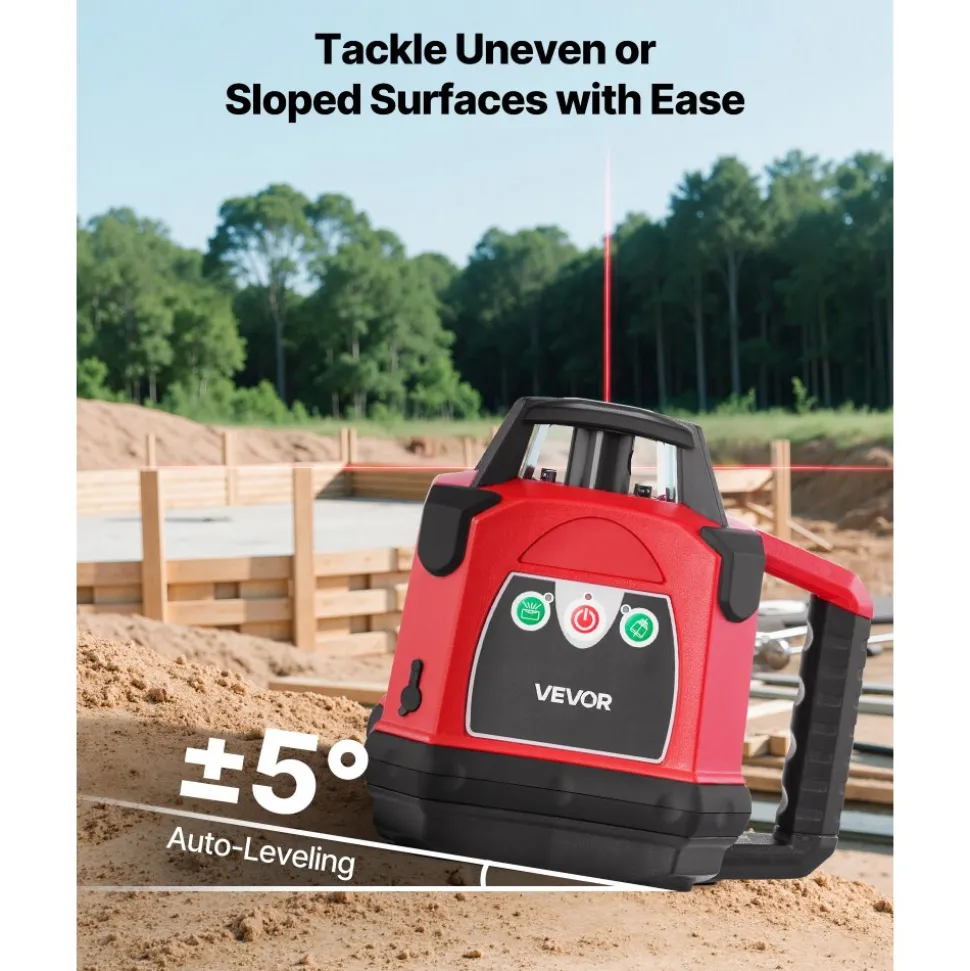VEVOR Rotary Laser Level Kit, 2000ft 360-Degree Self Leveling Green Horizontal Laser Transit,with Tripod,Receiver,Remote Control, Scale, Toolcase, IP66 Rating Waterproof, 0.80in/100ft for Construction