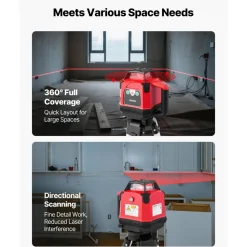 VEVOR Rotary Laser Level Kit, 2650ft 360-Degree Self Leveling Red Horizontal Laser Transit,with Heavy-duty Tripod, Receiver, Remote Control, Toolcase, IP66 Waterproof, 0.06in/100ft for Construction