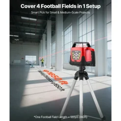 VEVOR Rotary Laser Level Kit, 1650ft 360-Degree Self Leveling Red Horizontal Laser Transit,with Tripod,Receiver,Remote Control, Scale,Toolcase, IP66 Waterproof, 0.80in/100ft Precision for Construction