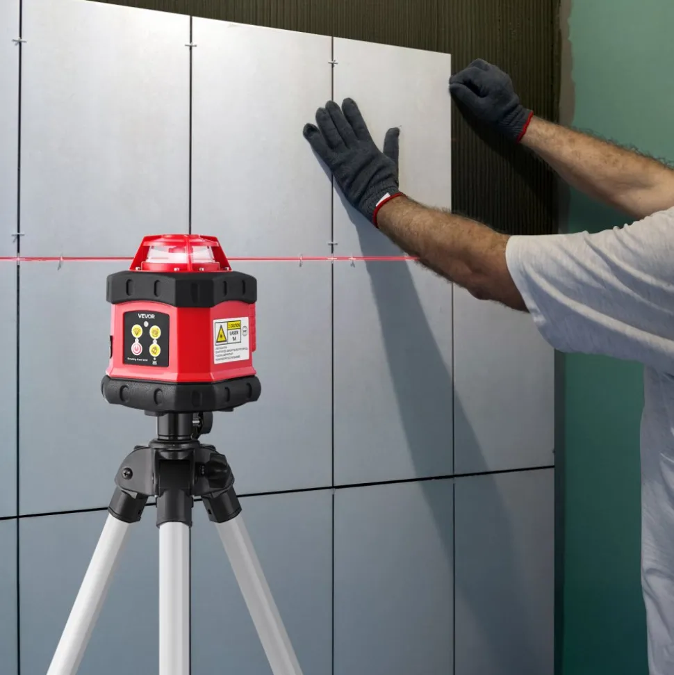 VEVOR Rotary Laser Level Kit, 984ft 360-Degree Self Leveling Red Horizontal Laser Transit,with Tripod,Receiver,Remote Control, Scale, Toolcase, IP54 Waterproof, 0.12in/100ft Precision for Construction