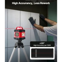 VEVOR Rotary Laser Level Kit, 984ft 360-Degree Self Leveling Red Horizontal Laser Transit,with Tripod,Receiver,Remote Control, Scale, Toolcase, IP54 Waterproof, 0.12in/100ft Precision for Construction