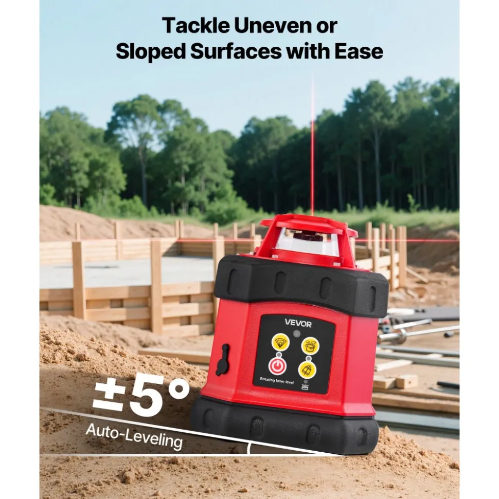 VEVOR Rotary Laser Level Kit, 984ft 360-Degree Self Leveling Red Horizontal Laser Transit,with Tripod,Receiver,Remote Control, Scale, Toolcase, IP54 Waterproof, 0.12in/100ft Precision for Construction