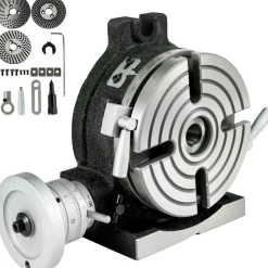 VEVOR Rotary Table 6inch(150mm) Horizontal Vertical Milling Table 2/5inch(10mm) 4-Slot Milling Rotary Table MT-2 Rotary Table for Milling with Indexing Plate Set for Precision Milling Drilling