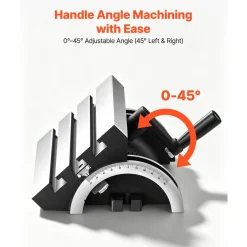 VEVOR Rotary Table 7 x 5 in Tilting Milling Table Heavy Duty Cast Iron Body, Robust & Durable, with 0-45 Degree Left & Right Adjustable, Worm Gear, Precision Scale, for Milling Machine, Drill Press