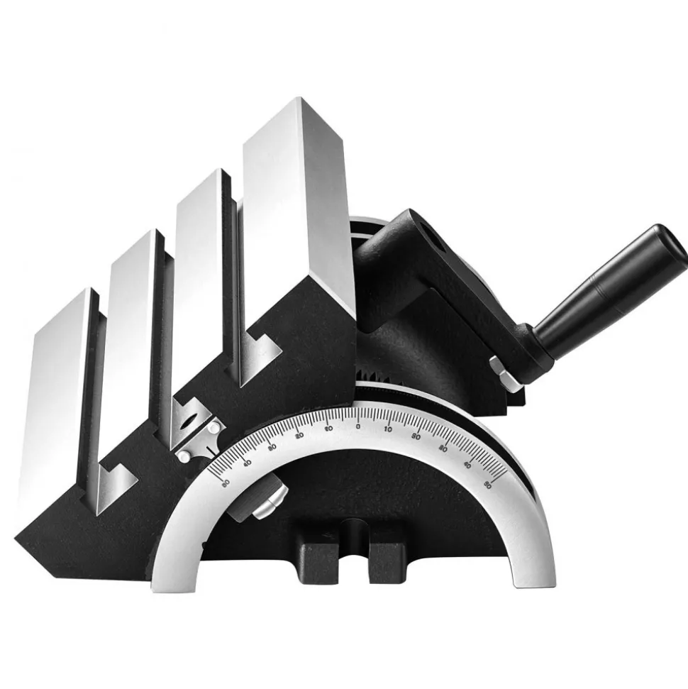 VEVOR Rotary Table 7 x 5 in Tilting Milling Table Heavy Duty Cast Iron Body, Robust & Durable, with 0-45 Degree Left & Right Adjustable, Worm Gear, Precision Scale, for Milling Machine, Drill Press