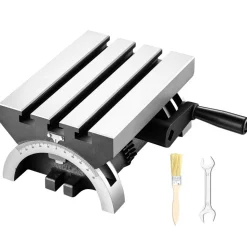 VEVOR Rotary Table 7 x 5 in Tilting Milling Table Heavy Duty Cast Iron Body, Robust & Durable, with 0-45 Degree Left & Right Adjustable, Worm Gear, Precision Scale, for Milling Machine, Drill Press