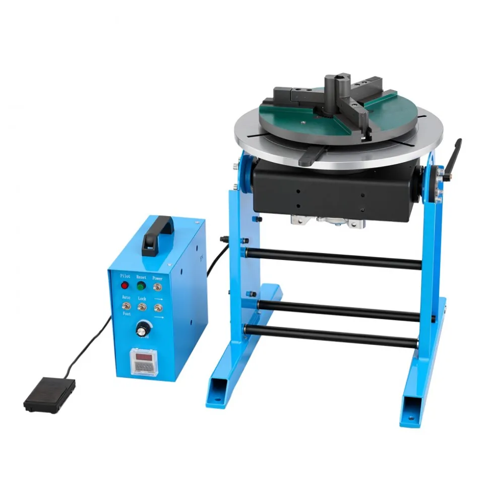 VEVOR Rotary Welding Positioner, 441 lbs Load Capacity, -45° to 90° Tilt Angle Welding Positioner Turntable Table, 0.5-5 RPM Speed Control, Electric and Foot Pedal, for Cutting, Grinding, Assembly