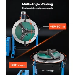 VEVOR Rotary Welding Positioner, 441 lbs Load Capacity, -45° to 90° Tilt Angle Welding Positioner Turntable Table, 0.5-5 RPM Speed Control, Electric and Foot Pedal, for Cutting, Grinding, Assembly