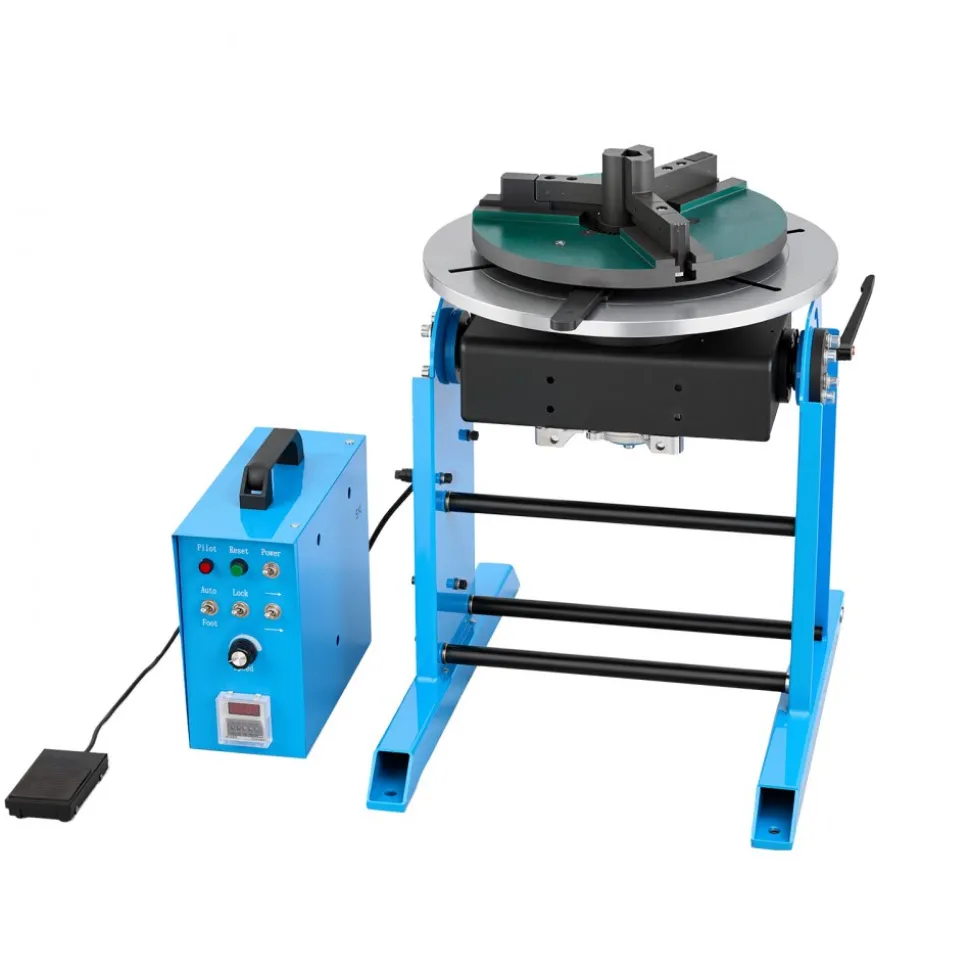 VEVOR Rotary Welding Positioner, 441 lbs Load Capacity, -45° to 90° Tilt Angle Welding Positioner Turntable Table, 0.5-5 RPM Speed Control, Electric and Foot Pedal, for Cutting, Grinding, Assembly