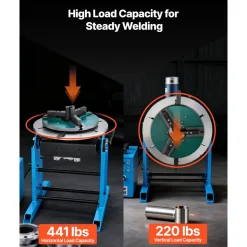 VEVOR Rotary Welding Positioner, 441 lbs Load Capacity, -45° to 90° Tilt Angle Welding Positioner Turntable Table, 0.5-5 RPM Speed Control, Electric and Foot Pedal, for Cutting, Grinding, Assembly