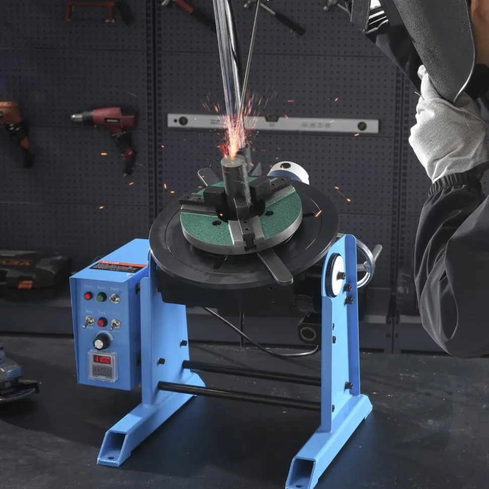 VEVOR Rotary Welding Positioner 50KG, 0-90° Welding Positioning Turntable Table 0.5-6RPM 120W, with 12.4 Inch 3-Jaw Lathe Chuck & Welding Torch Stand Holder for Cutting, Grinding, Assembly, Testing
