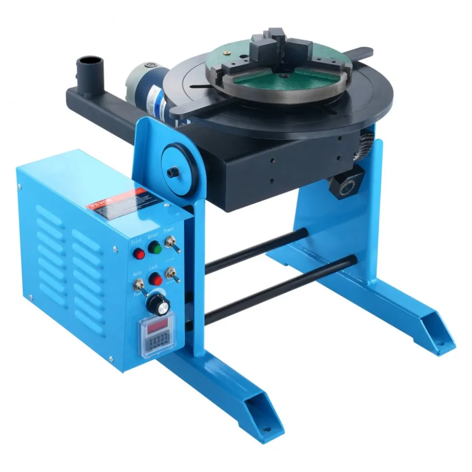 VEVOR Rotary Welding Positioner 50KG, 0-90° Welding Positioning Turntable Table 0.5-6RPM 120W, with 12.4 Inch 3-Jaw Lathe Chuck & Welding Torch Stand Holder for Cutting, Grinding, Assembly, Testing