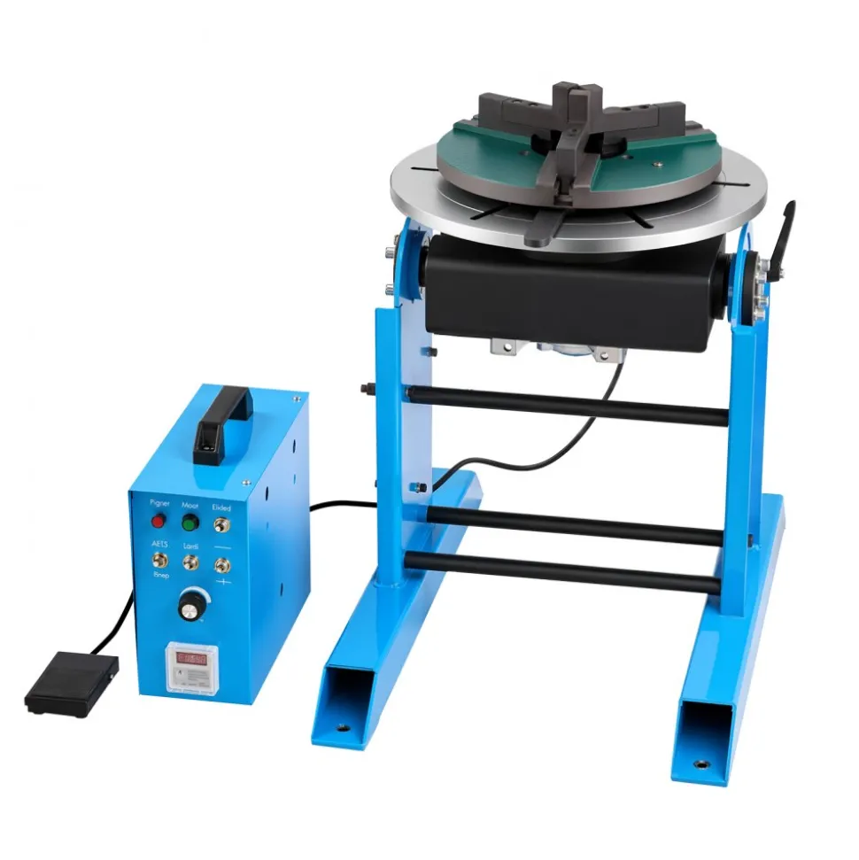 VEVOR Rotary Welding Positioner, 661 lbs Load Capacity, -45° to 90° Tilt Angle Welding Positioner Turntable Table, 0.2-2.5 RPM Speed Control, Electric and Foot Pedal, for Cutting, Grinding, Assembly